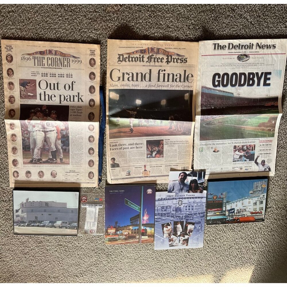 Vtg Sep. 27, 1999 Lot Of 10 Items The Final Game Detroit Tigers Detroit Stadium